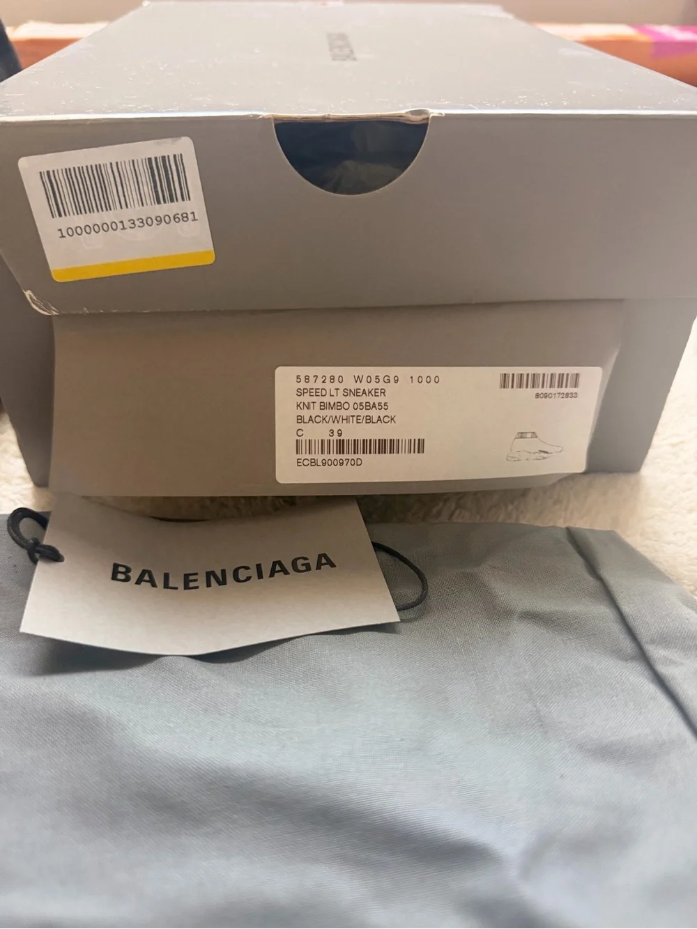 Balenciaga Black and White Speed Trainer Sock Sneakers